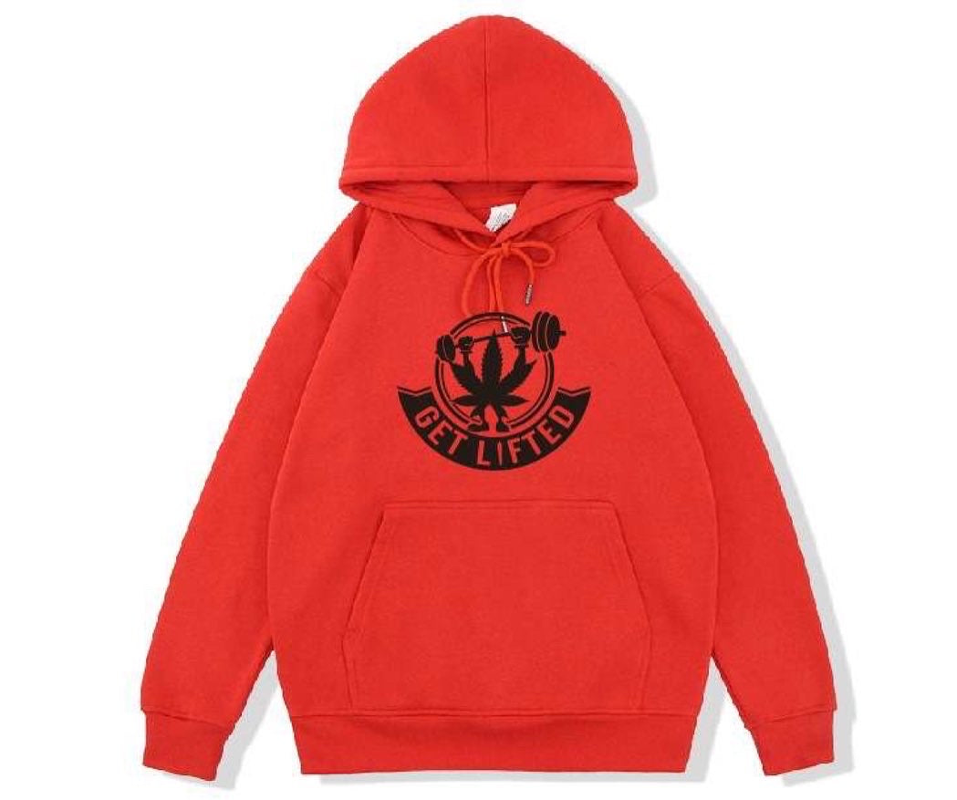 Red Hoodie Black Logo